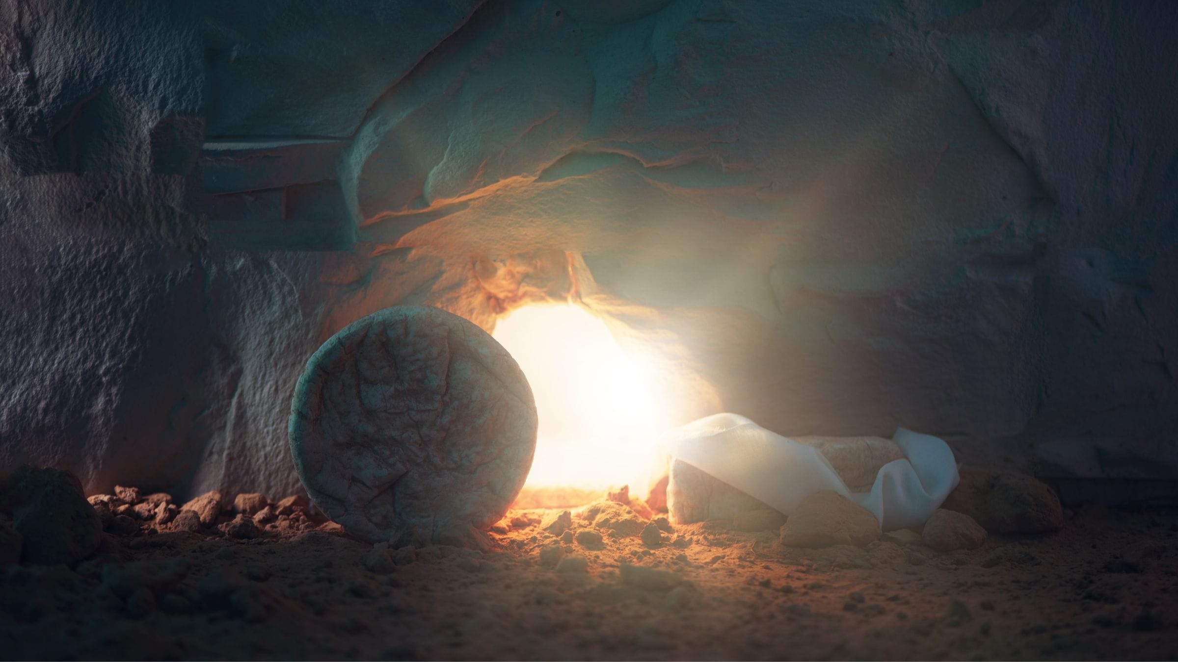 Jesus ghrav är tom, ser stenen och lindorna